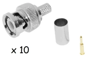 Sachet de 10 Connecteurs  BNC 75 Ohms à sertir pour câble KX6 ou RG59