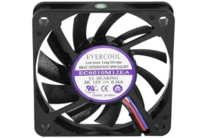 Ventilateur lubrifié à vie - 60x60x10 3 fils, 12Volts