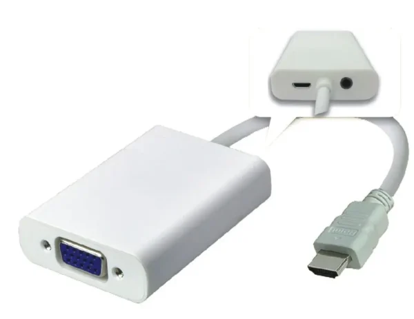 Convertisseur HDMI mâle vers VGA femelle + audio – blanc