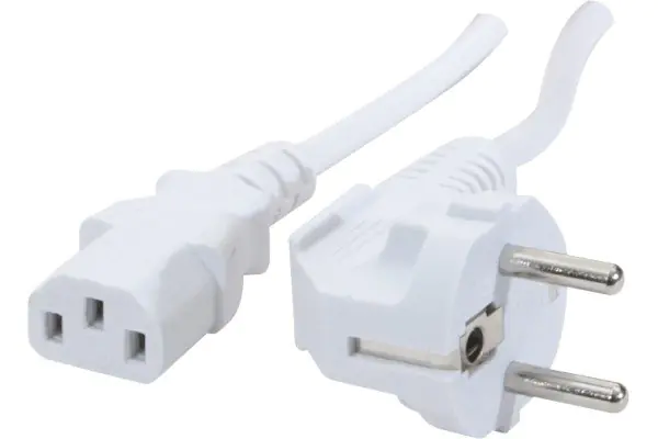 Cordon d »alimentation PC CEE7 / C13 blanc – 1,8 mètre