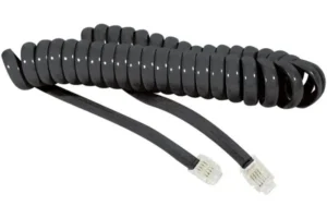 Cordon spirale RJ9/RJ9 noir pour combiné téléphonique