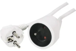 Rallonge secteur tripolaire 1.5 mm blanche - 10 mètres