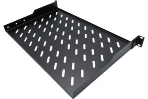 Etagère fixe 1U, 2pts, prof. 200mm, noire, 30 kg