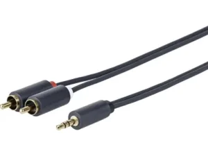Cordon Stéréo Jack 3,5mm Mâle, 2 x RCA Mâle, 2,5 mètres Noir