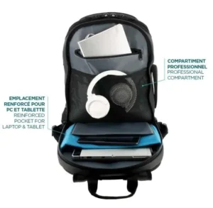 Sac à dos TheOne, 15.6", poches filet, étanche, courroie chariot