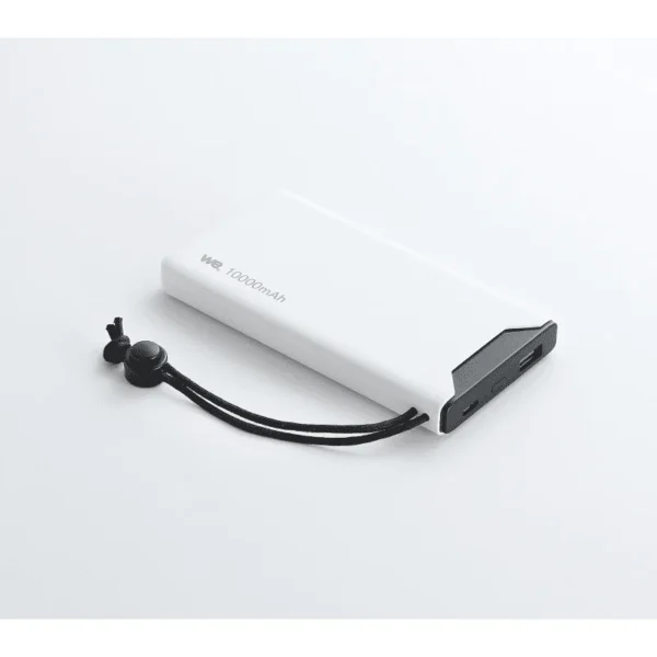 Batterie de secours externe 10 000 mAh, 18W, USB-A, USB-C, Blanc