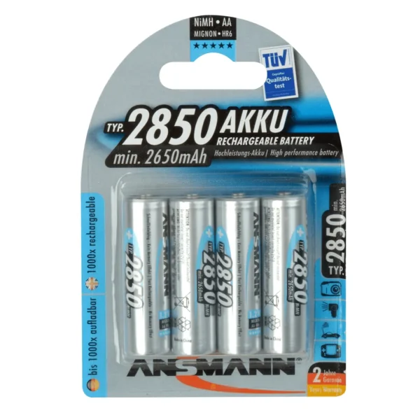 Pile rechargeable LR06  AA ni-mh 800mAh 2850MAH – Blister de 4