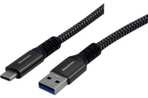 cordon USB3.2 Gen1 5Gbps 100W (5A) métal+nylon certifié GRS - 0.5m