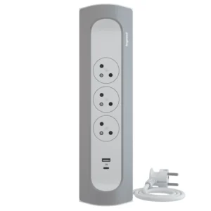 Multiprise d'angle 3 prises 2P+T(16A 230V) USB Type-A+C 3A 15 Watts