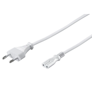 Cordon d'alimentation bipolaire BLANC 3 mètres C7 250Volts 2.5Amp.