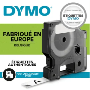 Ruban Polyester D1 - 12mm x 7mètres - Noir/transparent