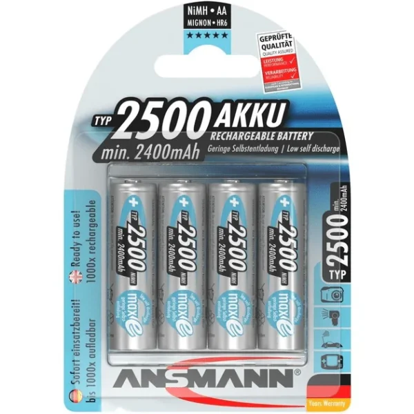 Pile rechargeable LR06 maxE AA 2500mAh – Blister de 4