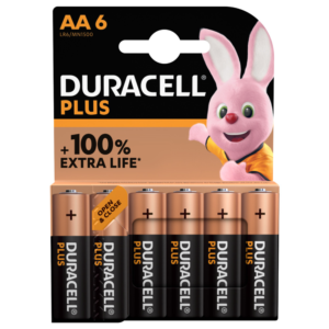 Lot de 6 Batteries AA à usage unique Alcaline Duracell Plus