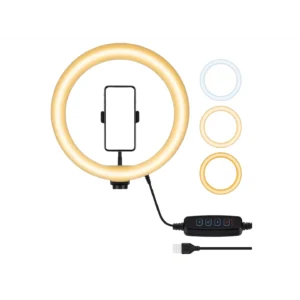 Anneau lumineux led avec support smartphone pour trepied - 3 couleurs