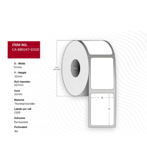 Etiquette Polyester Transfert Thermique 51x32mm pack de 4x 2100