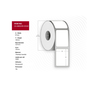 Etiquette Polyester Transfert Thermique 57x32mm pack de 12x2100