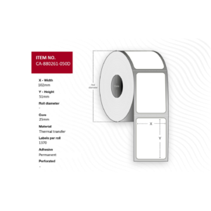 Etiquette Polyester Transfert Thermique 102x51mm pack de 12x1370
