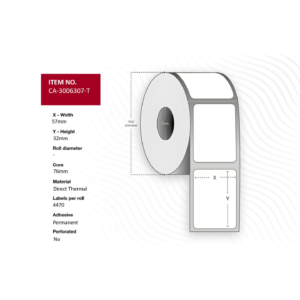 Etiquette Thermique directe 57 x 32mm 8 Rouleaux de 4470 pièces