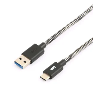 Cordon USB-C mâle/USB A mâle tressé - USB 3.1 gen 1 - 2 mètres