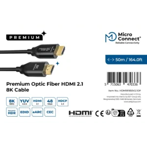 Cordon HDMI 8K en fibre optique de qualité supérieure 50 mètres