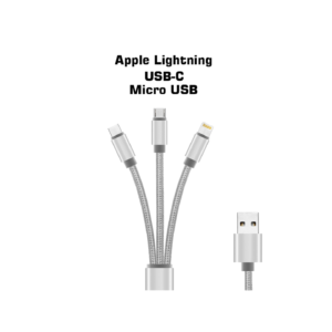 Câble 3 en 1 USB-A vers USB-C / micro USB / Apple lightning 1.2 m