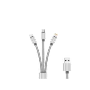 Câble 3 en 1 USB-A vers USB-C / micro USB / Apple lightning 1.2 m