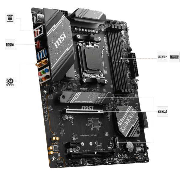 Carte mère B650 GAMING PLUS WIFI Emplacement AM5 ATX