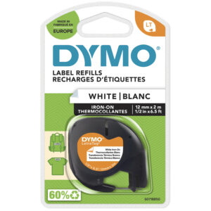 Ruban Tissu Nylon Thermocollant D1 - 12mm x 3.5 mètres Noir sur Blanc