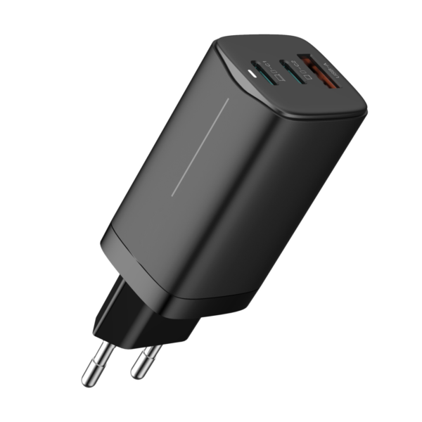 Alimentation secteur 65Watts 2ports USB-C 1port USB-A cordon 1.8mètre